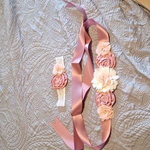 Flower belt with matching headband.